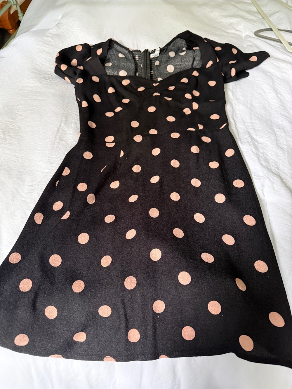 Black Polka Dot A-Line Dress with Pink Spots